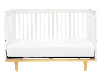 FaFurn 3-In-1 Modern Solid Wood Crib with Mid Century Style Legs - White/Natural