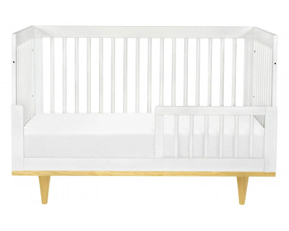 FaFurn 3-In-1 Modern Solid Wood Crib with Mid Century Style Legs - White/Natural