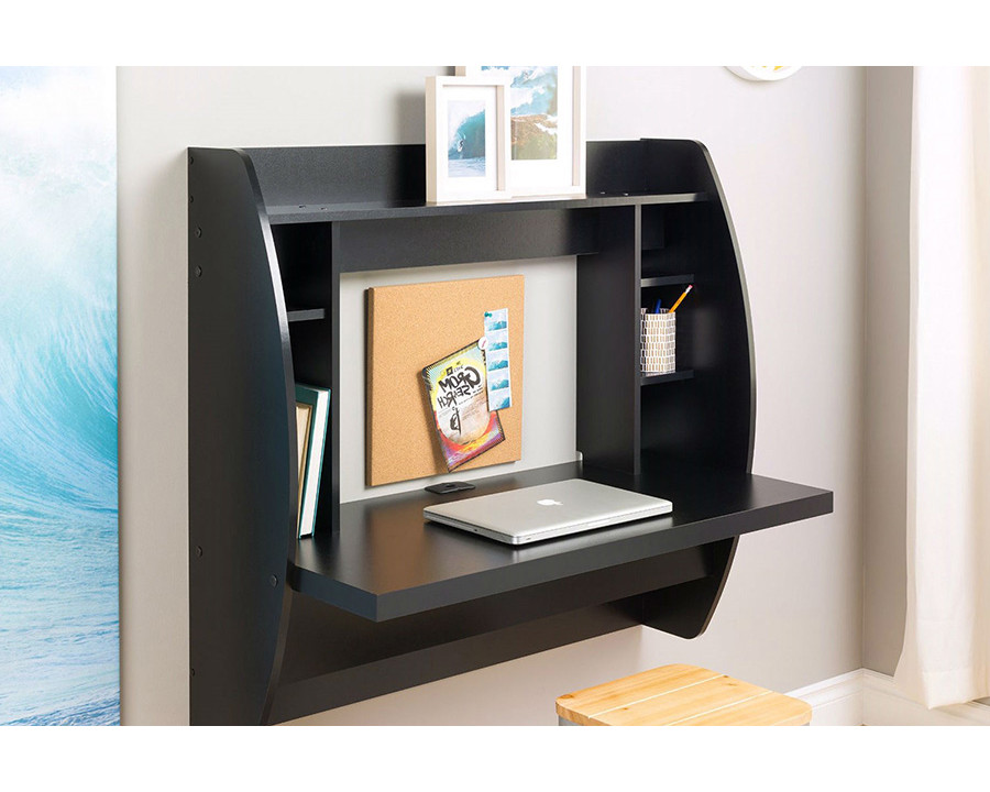 FaFurn Modern Floating Wall Mounted Computer Desk - Black