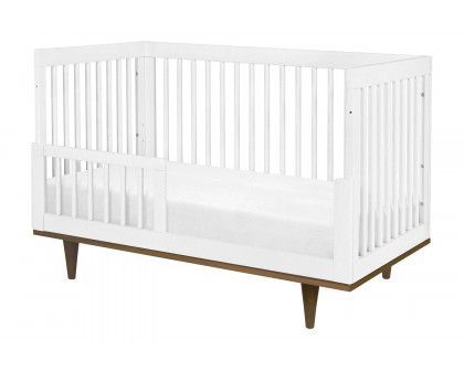 FaFurn 3-In-1 Modern Solid Wood Crib with Mid Century Style Legs - White/Walnut