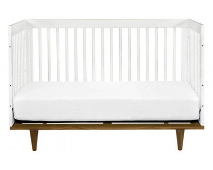 FaFurn 3-In-1 Modern Solid Wood Crib with Mid Century Style Legs - White/Walnut