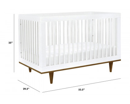 FaFurn 3-In-1 Modern Solid Wood Crib with Mid Century Style Legs - White/Walnut