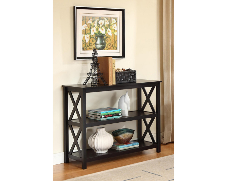 FaFurn - 3-Tier Black Bookcase Living Room Shelves