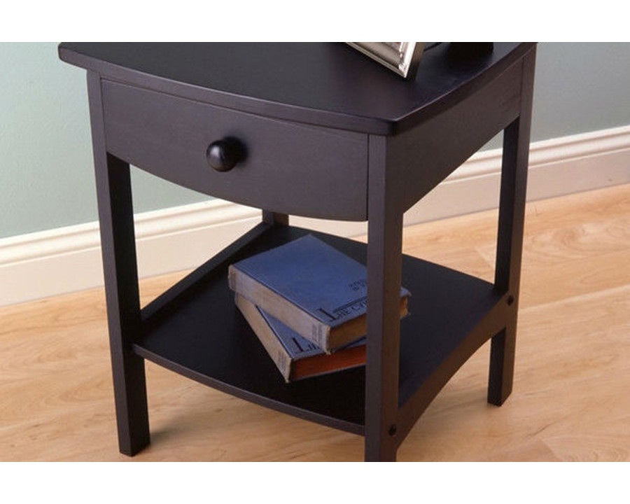 FaFurn 1-Drawer Bedroom Nightstand Contemporary - Black