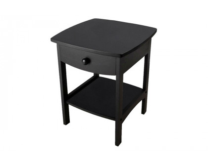 FaFurn 1-Drawer Bedroom Nightstand Contemporary - Black