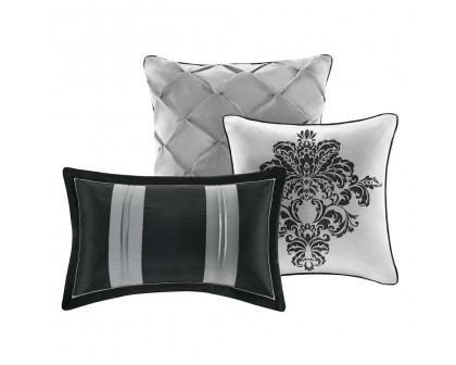 FaFurn - 7-Piece Queen Size Comforter Set in Black/White