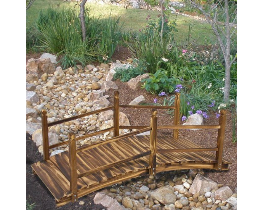 FaFurn - Decorative Garden Bridge with Handrails in Wood