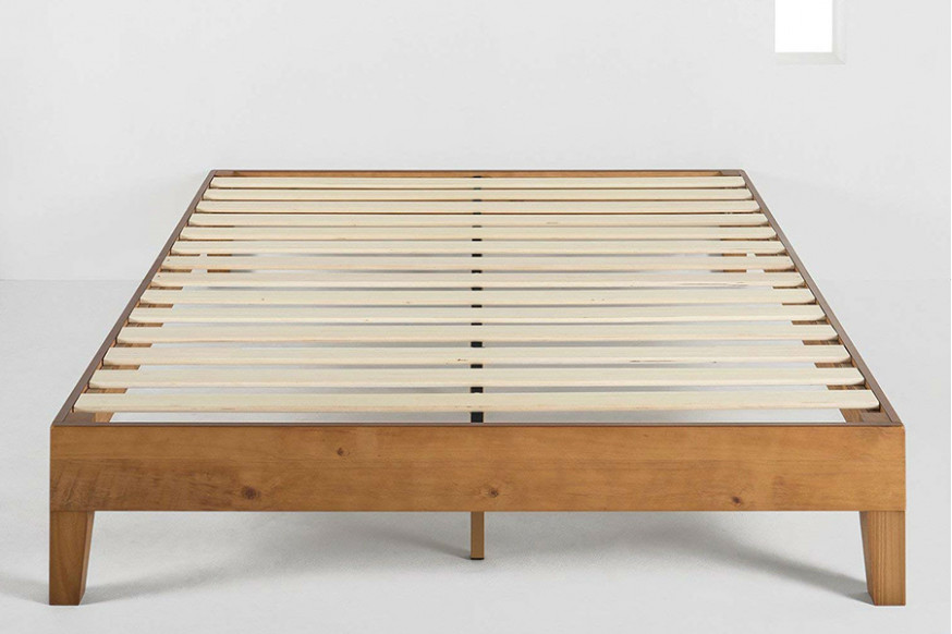 FaFurn™ Mid-Century Modern Solid Wood Platform Bed Frame - Queen Size