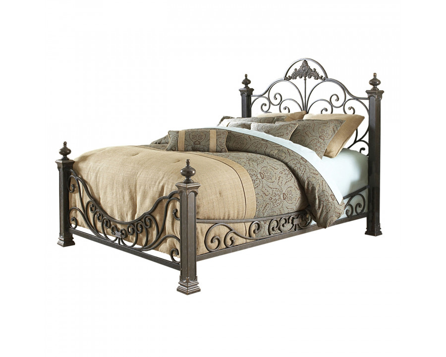 FaFurn - Baroque Queen Size Bed Frame with Headboard and Footboard in Metal