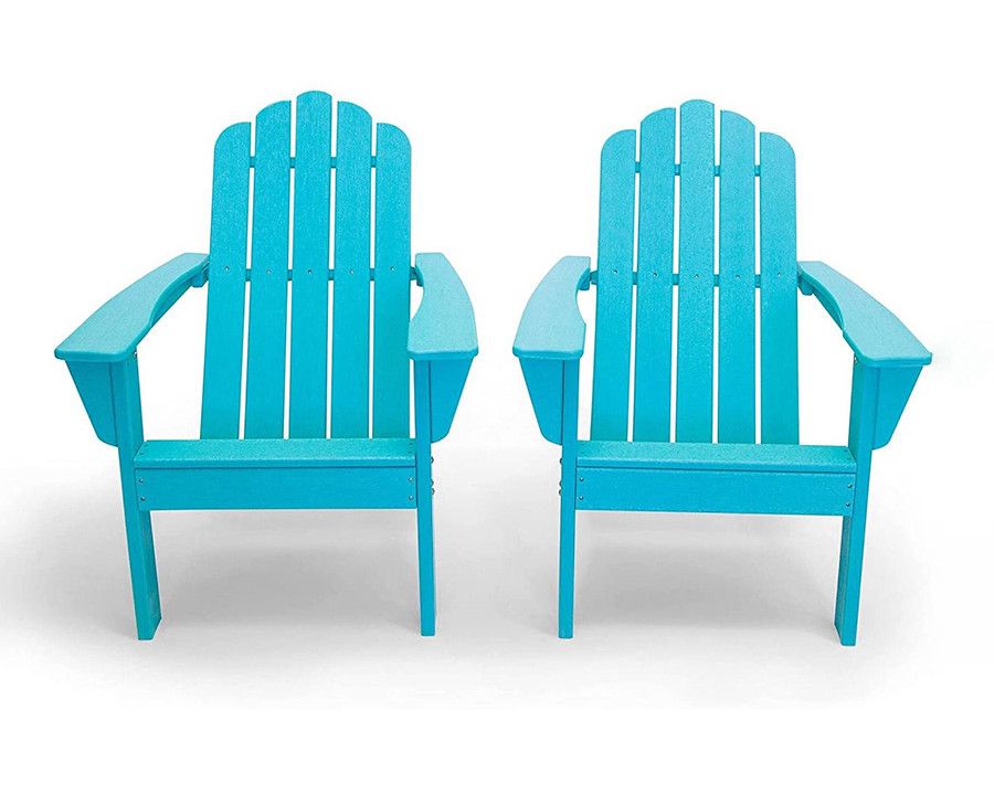 FaFurn - Adirondack All Weather Recycled Poly Plastic Outdoor Patio Chairs Set of 2