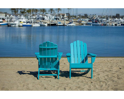 FaFurn Adirondack All Weather Recycled Poly Plastic Outdoor Patio Chairs Set of 2 - Blue