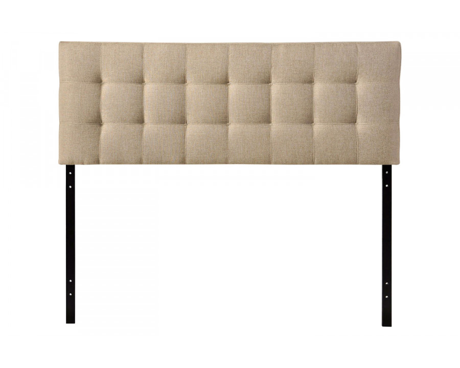 FaFurn - King Size Beige Fabric Upholstered Headboard with Modern Tufting