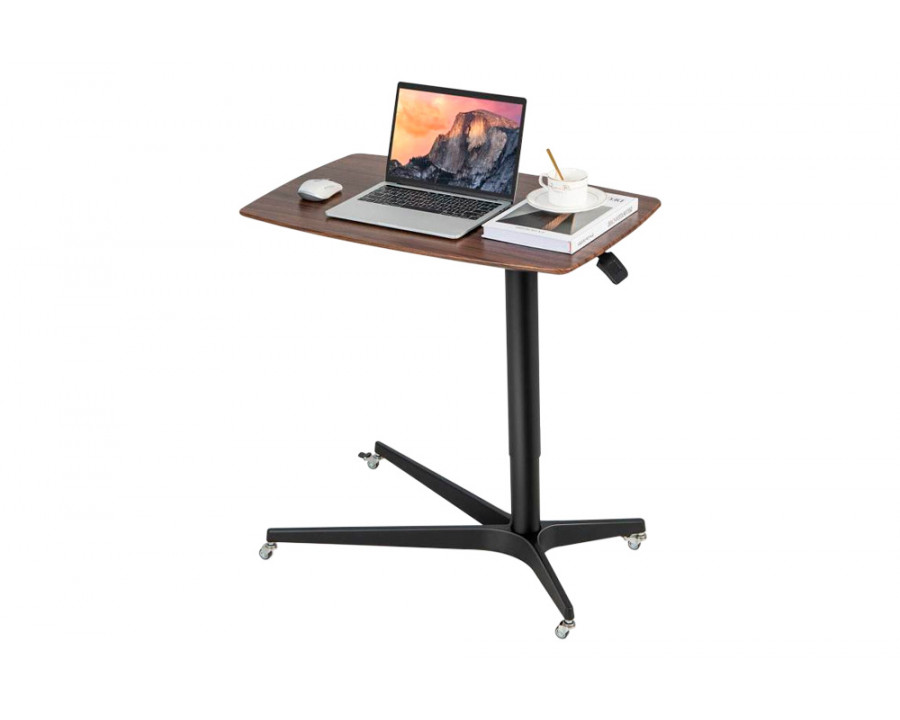 FaFurn - Adjustable Mobile Standing Desk with Lockable Wheels in Black/Brown, MDF/PP/Aluminum