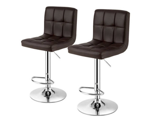 FaFurn Set of 2 Modern Adjustable Barstool with PU Leather Swivel Seat - Brown