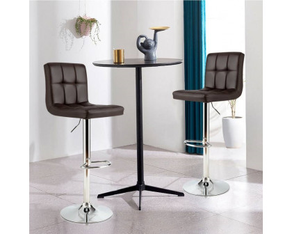 FaFurn - Set of 2 Modern Adjustable Barstool with PU Leather Swivel Seat