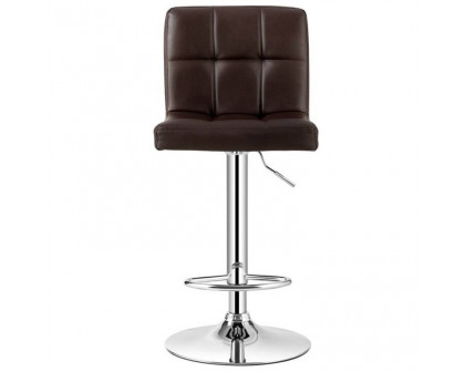 FaFurn Set of 2 Modern Adjustable Barstool with PU Leather Swivel Seat - Brown