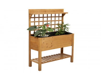 FaFurn - Solid Fir Wood Trellis Elevated Garden Raised Planter Bed with Wheels