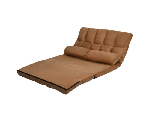 FaFurn Sofa-Bed with Adjustable Back - Brown, Faux Suede