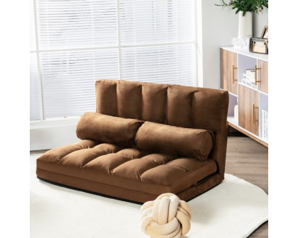 FaFurn Sofa-Bed with Adjustable Back - Brown, Faux Suede