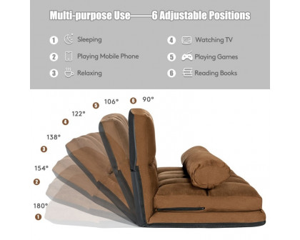 FaFurn Sofa-Bed with Adjustable Back - Brown, Faux Suede