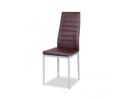 FaFurn Set of 4 Modern Dining Chairs with Metal Legs - Brown, Leather