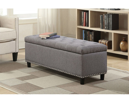 FaFurn - Gray Linen 48-Inch Bedroom Storage Ottoman Bench Footrest