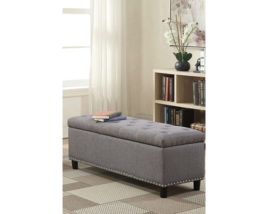 FaFurn - Gray Linen 48-Inch Bedroom Storage Ottoman Bench Footrest