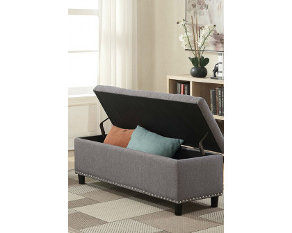 FaFurn - Gray Linen 48-Inch Bedroom Storage Ottoman Bench Footrest