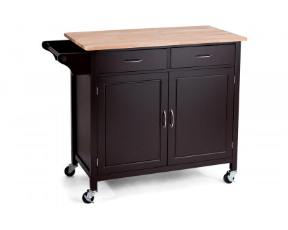 FaFurn Kitchen Island Storage Cart with Wood Top and Casters - Brown