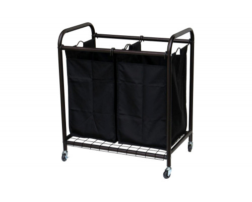 FaFurn - Bronze Laundry Hamper Cart with 2 Black Sorter Bags