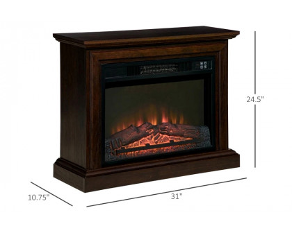 FaFurn 31 Inch Electric Fireplace Heater Dimmable Flame Effect and Mantel with Remote Control - Brown