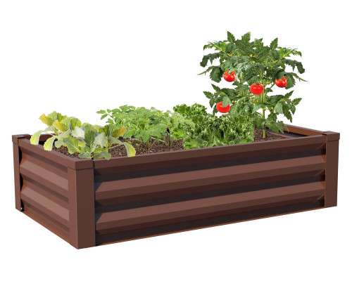 FaFurn Powder Coated Metal Raised Garden Bed Planter - Brown