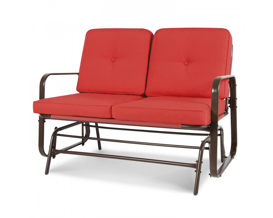 FaFurn UV-Resistant 2 Seater Rocking Chair Bench - Red, Steel/Polyester