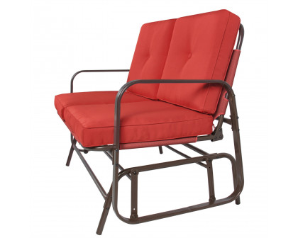 FaFurn UV-Resistant 2 Seater Rocking Chair Bench - Red, Steel/Polyester