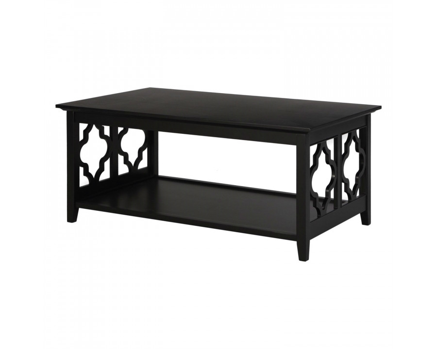 FaFurn Coffee Table with Solid Birch Wood Frame - Black, Wood