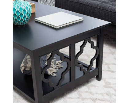 FaFurn™ Coffee Table with Solid Birch Wood Frame - Black, Wood