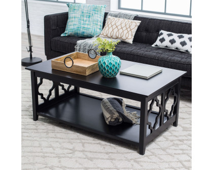 FaFurn™ Coffee Table with Solid Birch Wood Frame - Black, Wood