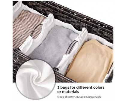 FaFurn Laundry Hamper Basket with Removable Cotton Bags - Brown