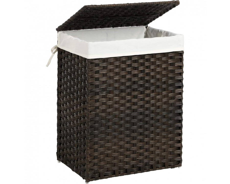 FaFurn Laundry Hamper Basket with Removable Cotton Liner Bag - Brown