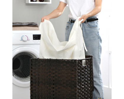 FaFurn Laundry Hamper Basket with Removable Cotton Liner Bag - Brown