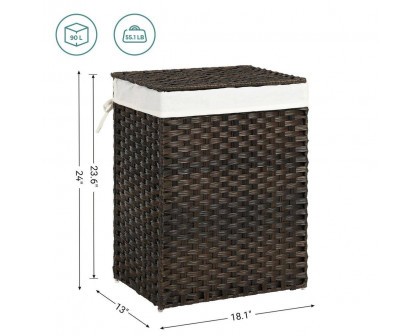 FaFurn Laundry Hamper Basket with Removable Cotton Liner Bag - Brown