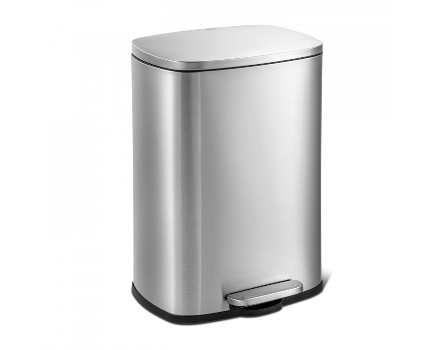 FaFurn 13 Gallon Trash Can with Step Open Lid - Silver