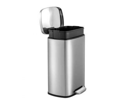 FaFurn 13 Gallon Trash Can with Step Open Lid - Silver