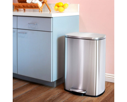 FaFurn 13 Gallon Trash Can with Step Open Lid - Silver