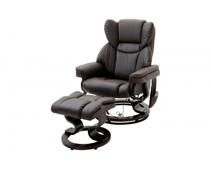 FaFurn - Adjustable Faux Leather Electric Remote Massage Recliner Chair 3277 W/ Ottoman