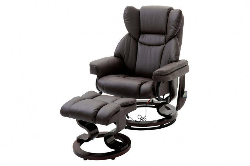 FaFurn™ Adjustable Faux Leather Electric Remote Massage Recliner Chair 3277 W/ Ottoman - Brown