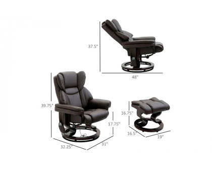 FaFurn™ Adjustable Faux Leather Electric Remote Massage Recliner Chair 3277 W/ Ottoman - Brown