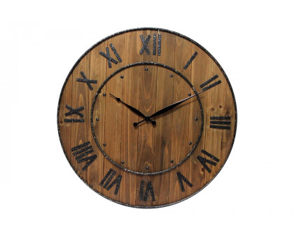 FaFurn - Brown Wine Barrel Farmhome Wall Clock