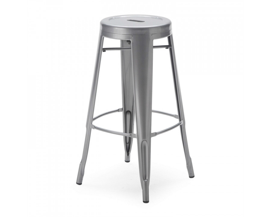 FaFurn - Set of 2 30" Barstools Set in Powder Coat Silver