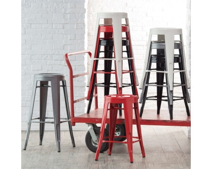 FaFurn - Set of 2 30" Barstools Set in Powder Coat Silver